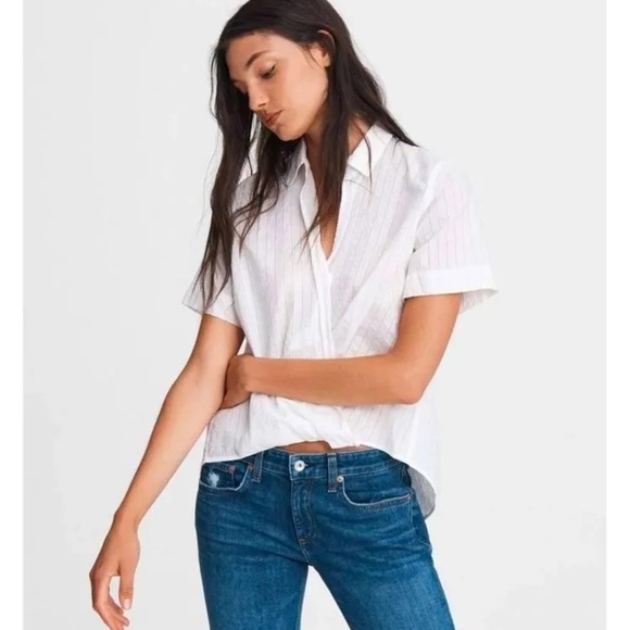 Rag & bone rag White Stripe Kristine Shirt small - Picture 1 of 6